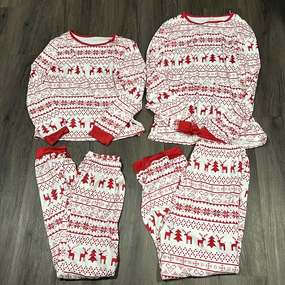 Matching Holiday Pajamas for woman and man.